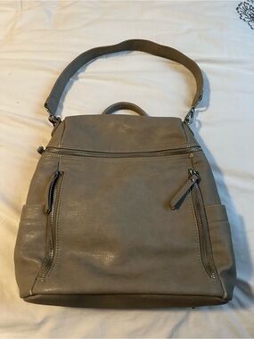 Gray Vegan Convertible Backpack / Shoulder Bag